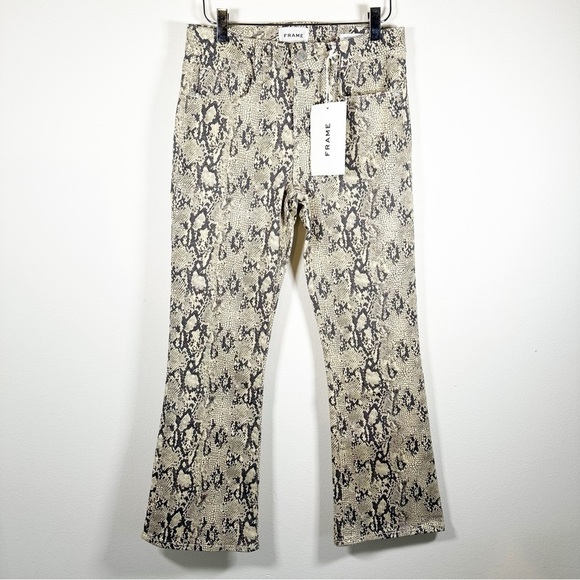 NWT Frame Denim Le Crop Mini Boot Denim Jean in The Serpent Snake Print Size 26 - Picture 3 of 11